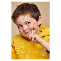 Dětská mikina Mayoral žlutá barva, s kapucí, s potiskem