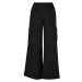 Ladies Highwaist Wide Leg Cargo Terry Pants - black