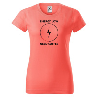 DOBRÝ TRIKO Dámské tričko s potiskem Need coffee Barva: Korálová