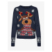 Tmavě modrý dámský svetr s vánočním motivem VERO MODA New Frosty Deer
