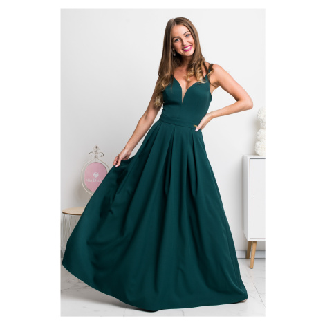 Parisse Smaragdové dlouhé společenské šaty