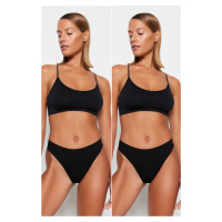 Trendyol 2-Pack Black Micro Anti-Scratch Thong Panties