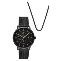 Hodinky a náhrdelníky Armani Exchange černá barva, AX7162SET