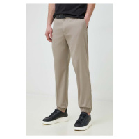 Kalhoty Emporio Armani pánské, béžová barva, jednoduché