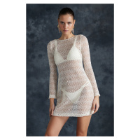 Trendyol Bridal Ecru Body-Fitting Mini Knitted Knitwear Look Beach Dress