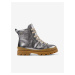 Holčičí kožené zimní boty ve stříbrné barvě Camper Brutus