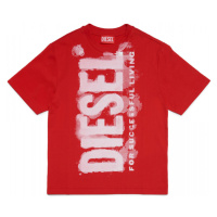 Tričko diesel tjuste16 over t-shirt červená