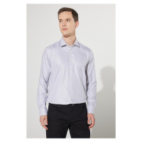 ALTINYILDIZ CLASSICS Men's Gray No Ironing Tailored Slim Fit Slim Fit Classic Collar 100% Cotton