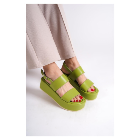 Capone Outfitters Capone Women's Chunky Double Strap Wedge Heels Pistachio Women's Flatform Sand