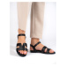 Exkluzívní dámské sandály černé bez podpatku