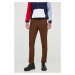 Kalhoty Polo Ralph Lauren pánské, hnědá barva, přiléhavé