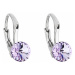 Stříbrné náušnice visací s krystaly Swarovski fialové kulaté 31230.3 violet