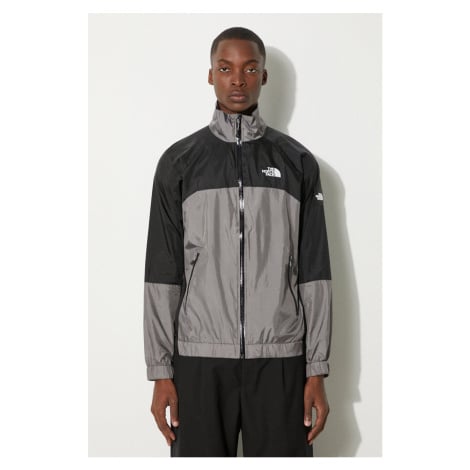 Bunda The North Face Wind Shell Full Zip pánská, šedá barva, přechodná, NF0A879FRPI1