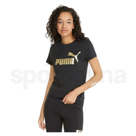 Dámské tričko Puma ESS+ etallic Logo Tee W 84830301 - black/gold foil