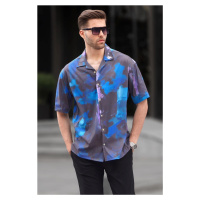 Madmext Black Short Sleeve Patterned Men's Shirt 6700