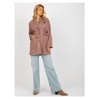 Zaprášený růžový kabát sakového střihu s elastickým pasem