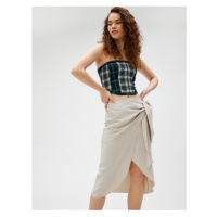 Koton Midi Skirt Viscose with Tie Side Detail