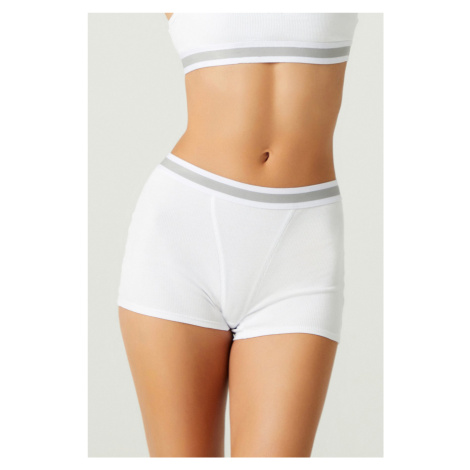 LOS OJOS x Melody White Cotton Ribbed Boxer Panties