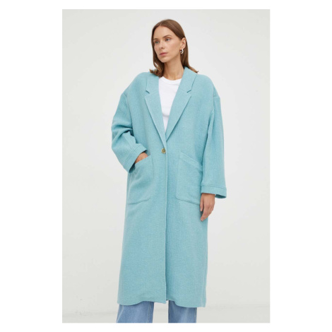 Kabát American Vintage dámský, tyrkysová barva, přechodný
