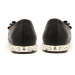 Park Lane Shoes Černé kožené balerínky s kovovou špičkou a kamínky