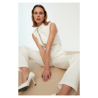 Trendyol White Zippered Jumpsuit