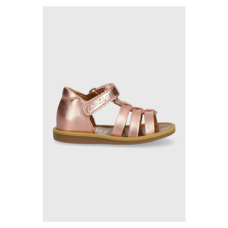 Dětské kožené sandály Pom D'api růžová barva