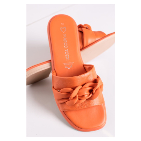 Oranžové kožené nízké pantofle 2-27120 Marco Tozzi