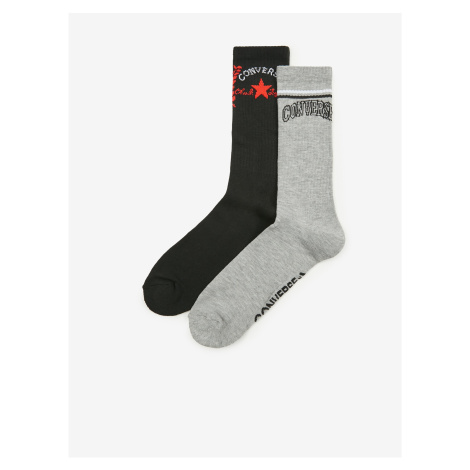 Sada dvou párů pánských ponožek v černé a šedé barvě Converse Club Concer