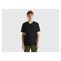 Benetton, V-neck T-shirt In 100% Cotton