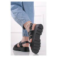Černé kožené sandály 5-28200