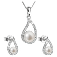 Evolution Group Luxusní stříbrná souprava s pravými perlami Pavona 29027.1 (náušnice, řetízek, p