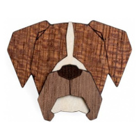 Dřevěná brož ve tvaru psa Boxer Brooch