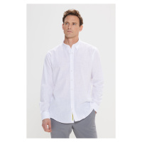 AC&Co / Altınyıldız Classics Men's White Comfort Fit Comfortable Cut Concealed Button Collar 100