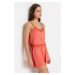 Trendyol Salmon Lace Detailed Rope Strap Knitted Pajama Set