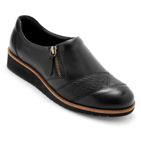 PEDICONFORT Kožené pohodlné boty na klínové podrážce, černé Blancheporte