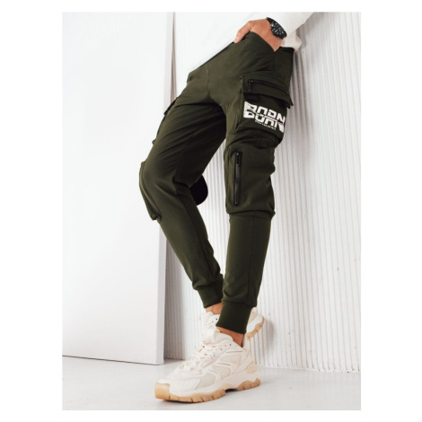 Dstreet Trendy zelené pánské kapsáčové jogger kalhoty Born