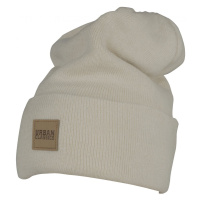 Čepice Urban Classics Leatherpatch Long Beanie - sand