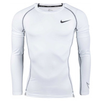 Nike PRO DRI-FIT Pánské triko s dlouhým rukávem, bílá, velikost
