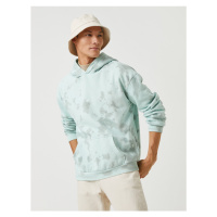 Koton Hooded Oversized Sweatshirt, Rayon-Shaped Far East Embroidered Abstract Pattern, With Pock