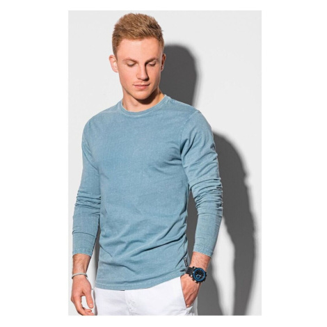 Ombre Pánské basic tričko s dlouhým rukávem Konrad Modrá