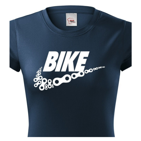 Dámské tričko pro cyklisty BIKE - vtipná parodie známé značky BezvaTriko
