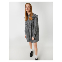 Koton Shirt Dress with Ruffles, Large Collar Ruffled Long Sleeves