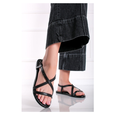 Černé kožené sandály 5-28145 s.Oliver