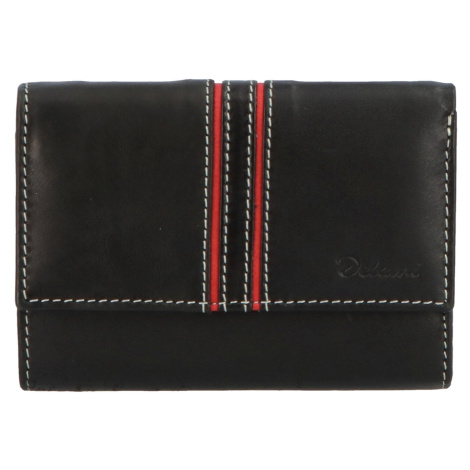Menší dámská kožená peněženka s prošíváním Silvestro, černá Delami