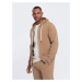 Men's sweatshirt set unbuttoned sweatshirt + jogger pants - brown V2 Z82