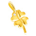 Přívěsek ze žlutého 14K zlata - lesklý čtyřlístek s kulatým blýskavým zirkonem