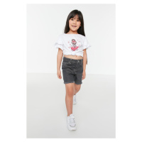 Trendyol Gray Regular Fit Girls Denim Shorts & Bermuda