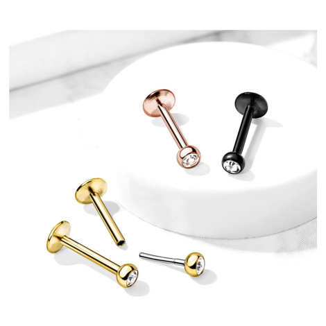 Piercing do brady, rtu a ucha z oceli 316L - krystal v kulaté objímce, zasouvací zapínání, 6 mm  Šperky eshop