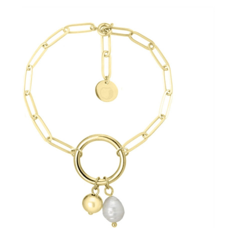 Manoki Ocelový náramek s perlou Lyra Gold, chirurgická ocel BA1145G Zlatá 19,5 cm