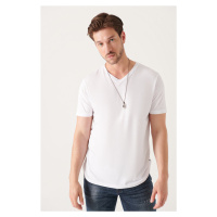 Avva Men's White Ultrasoft V-Neck Modal Slim Fit Slim-Fit T-shirt